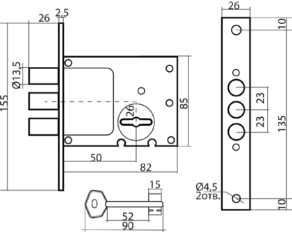 Замок Class 1001 врізний сувальдний із зустрічною планкою (Аналог Гардіан 1001) - фото 3 Замок Class 1001 врізний сувальдний із зустрічною планкою (Аналог Гардіан 1001) - фото 3