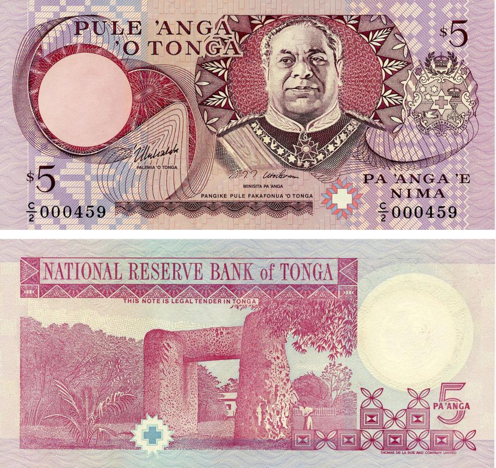 Колекційна банкнота Тонга 5 паанга 1995 UNC (P33c)