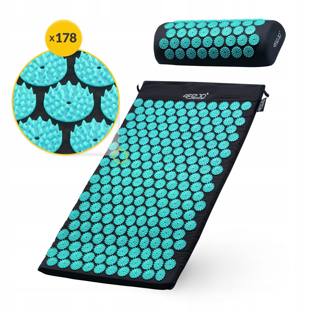 Килимок акупунктурний з валиком 4fizjo Classic Mat Аплікатор Кузнєцова Black/Blue (P-5905973402385) - фото 10
