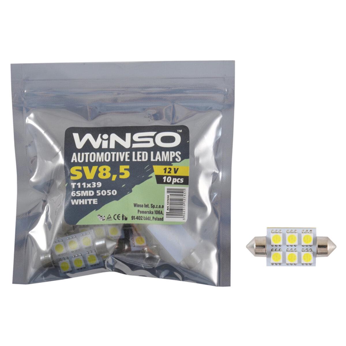 Автолампа Winso LED 12 V SMD SV8.5 T11x39 10 шт. (127450) Автолампа Winso LED 12 V SMD SV8.5 T11x39 10 шт. (127450)