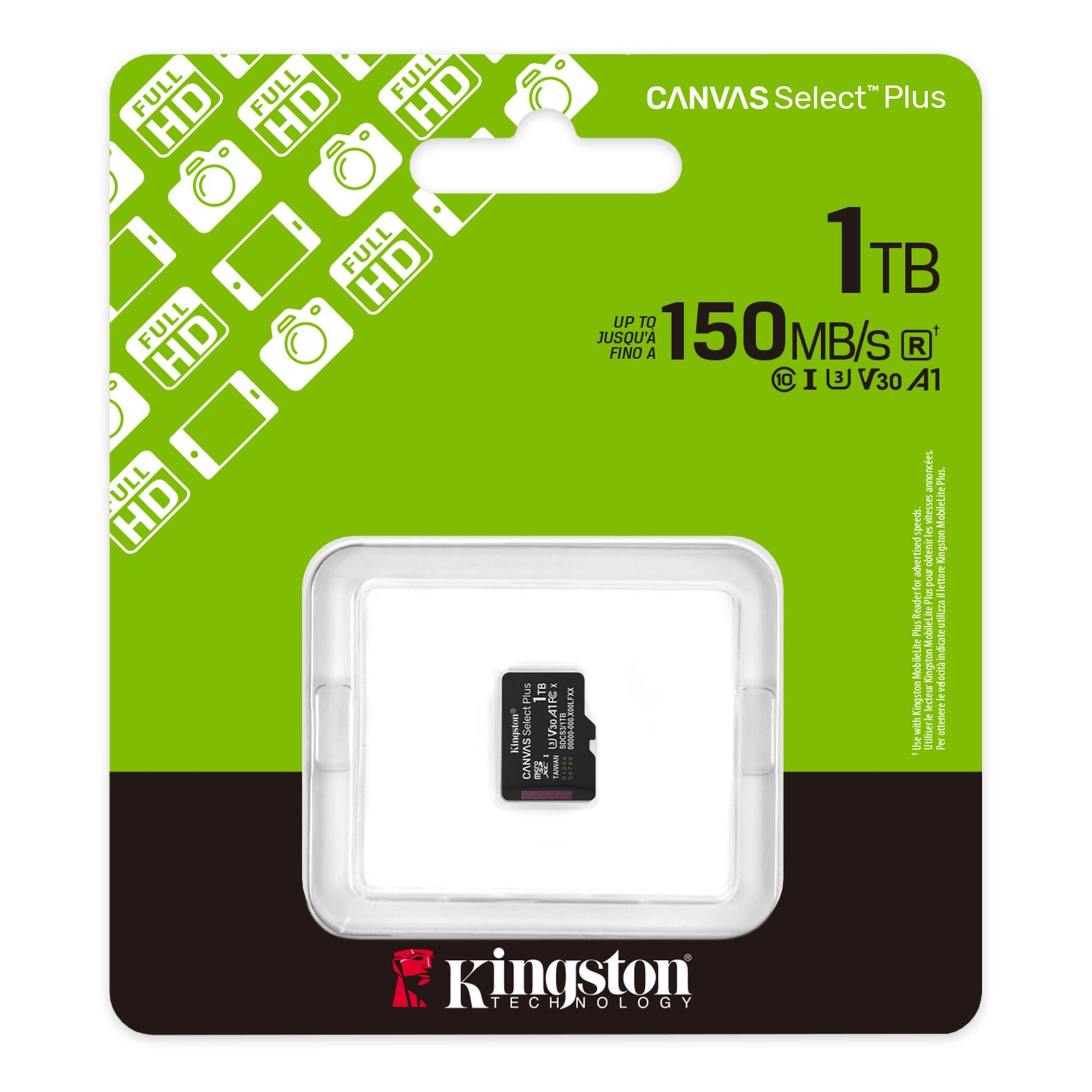 Карта памяти Kingston Canvas Select Plus microSDXC 1 Тб UHS I Class 10 V10 (SDCS3/1TBSP) - фото 3