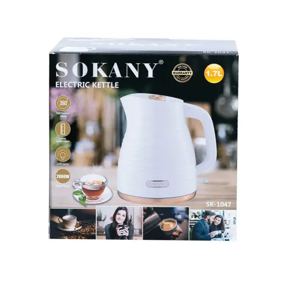 Електрочайник Sokany SK-1047 дисковий 1,7л Білий - фото 11