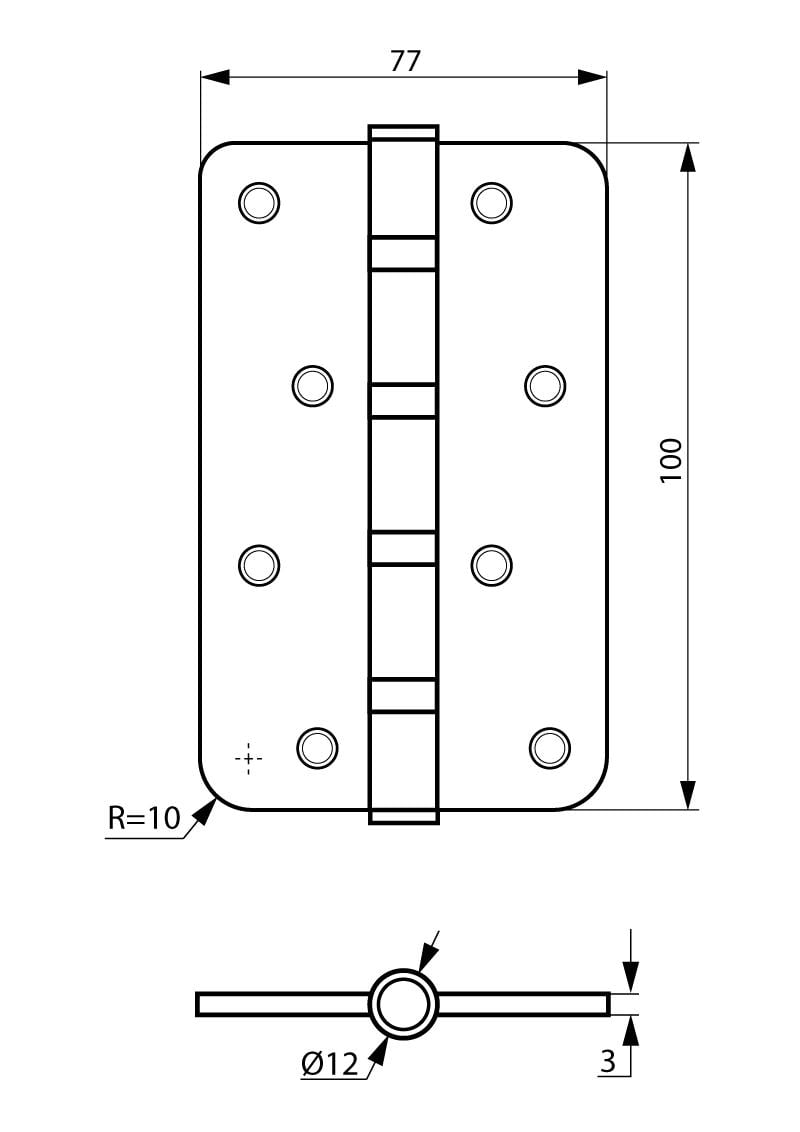 Петля дверна Siba універсальна радіусна 100 мм Антична бронза (R4 BB 4"х3"х3 мм FHP AB) - фото 3 Петля дверна Siba універсальна радіусна 100 мм Антична бронза (R4 BB 4"х3"х3 мм FHP AB) - фото 3