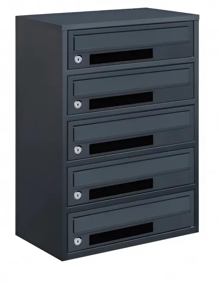 Ящик почтовый многосекционный Галіндустрія E2-05-С из металла на 5 квартир с окошком 390х250х565 мм Антрацитовый (124-119-000004796)