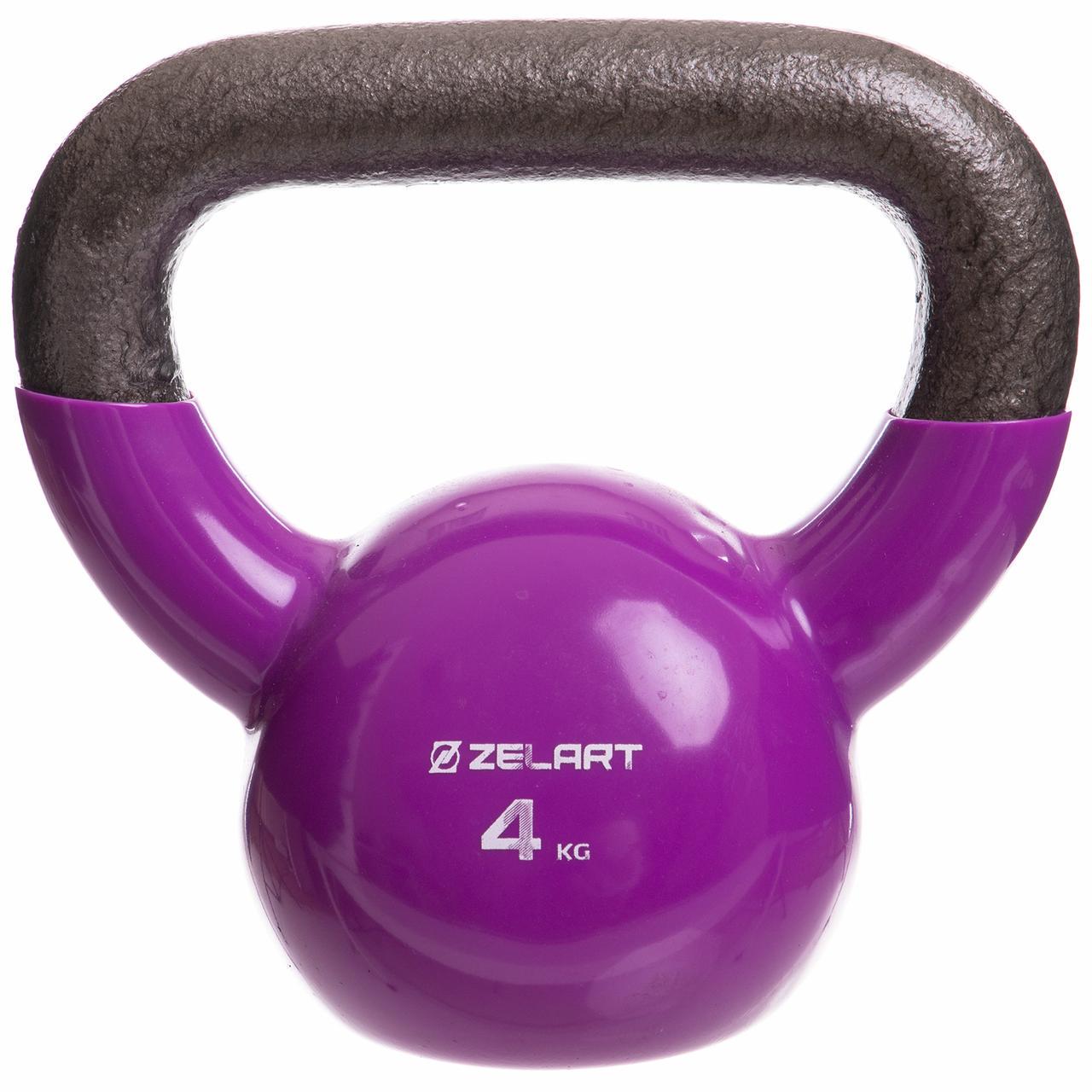 Гиря тренувальна цільна Zelart TA-2680-4 чавунна з вініловим покриттям 4 кг Фіолетовий (2532858640) Гиря тренувальна цільна Zelart TA-2680-4 чавунна з вініловим покриттям 4 кг Фіолетовий (2532858640)