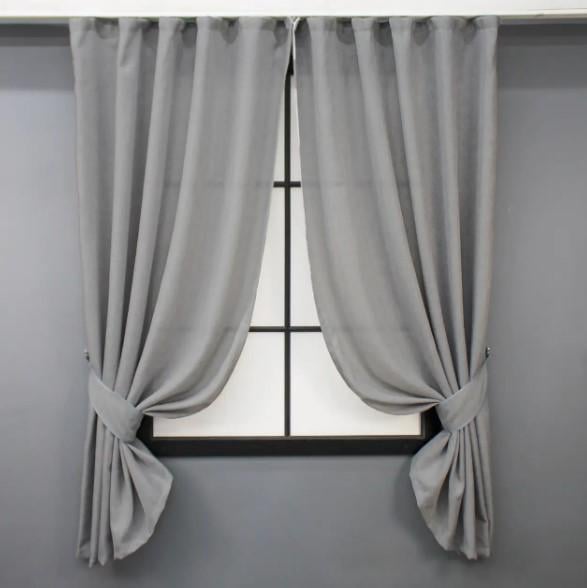 Комплект штор лен/мешковина 1,3х1,7 м 2 шт. Светло-серый (1016ш 35-0286)