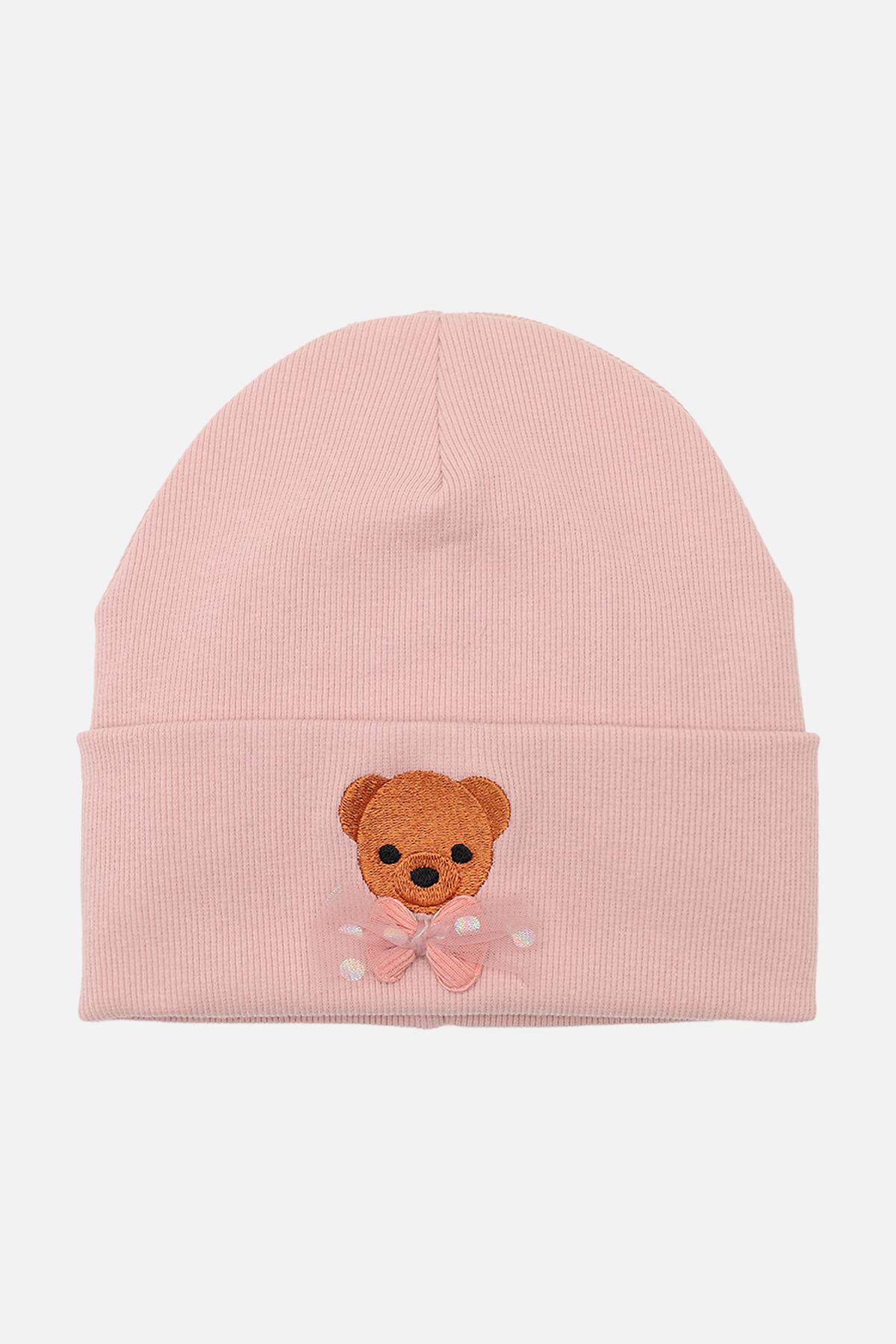 Шапка для дівчинки 50-52 см Пудровий (ЦБ-00271732)