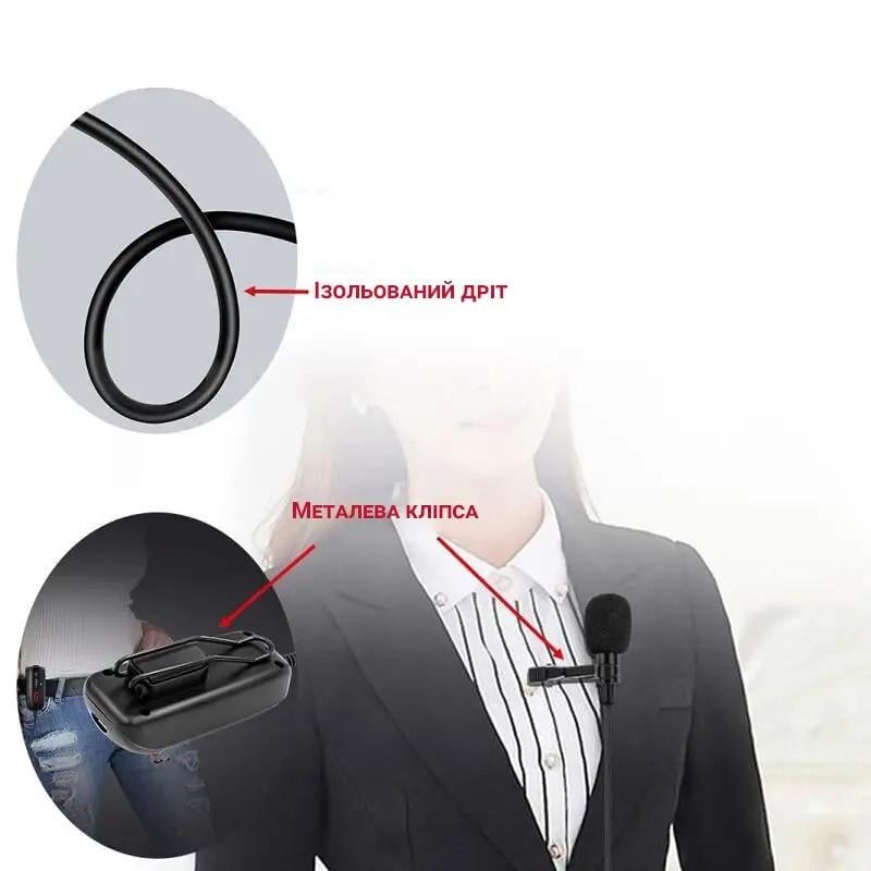 Микрофон для смартфона беспроводной Savetek P8-UHF с 2-мя микрофонами до 50 м (100727) - фото 5