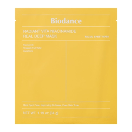 Маска для обличчя гідрогелева Biodance Radiant Vita Niacinamide Real Deep Mask з ніацинамідом та гіалуроновою кислотою 34 г (Т000515)