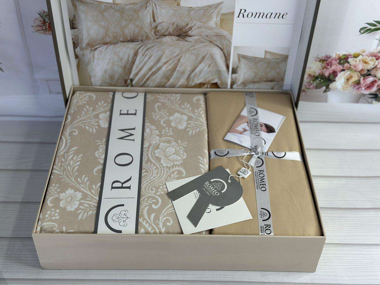 Комплект постільної білизни Romane Вензель поплін Євро Бежевий (Romane1) - фото 4 Комплект постільної білизни Romane Вензель поплін Євро Бежевий (Romane1) - фото 4