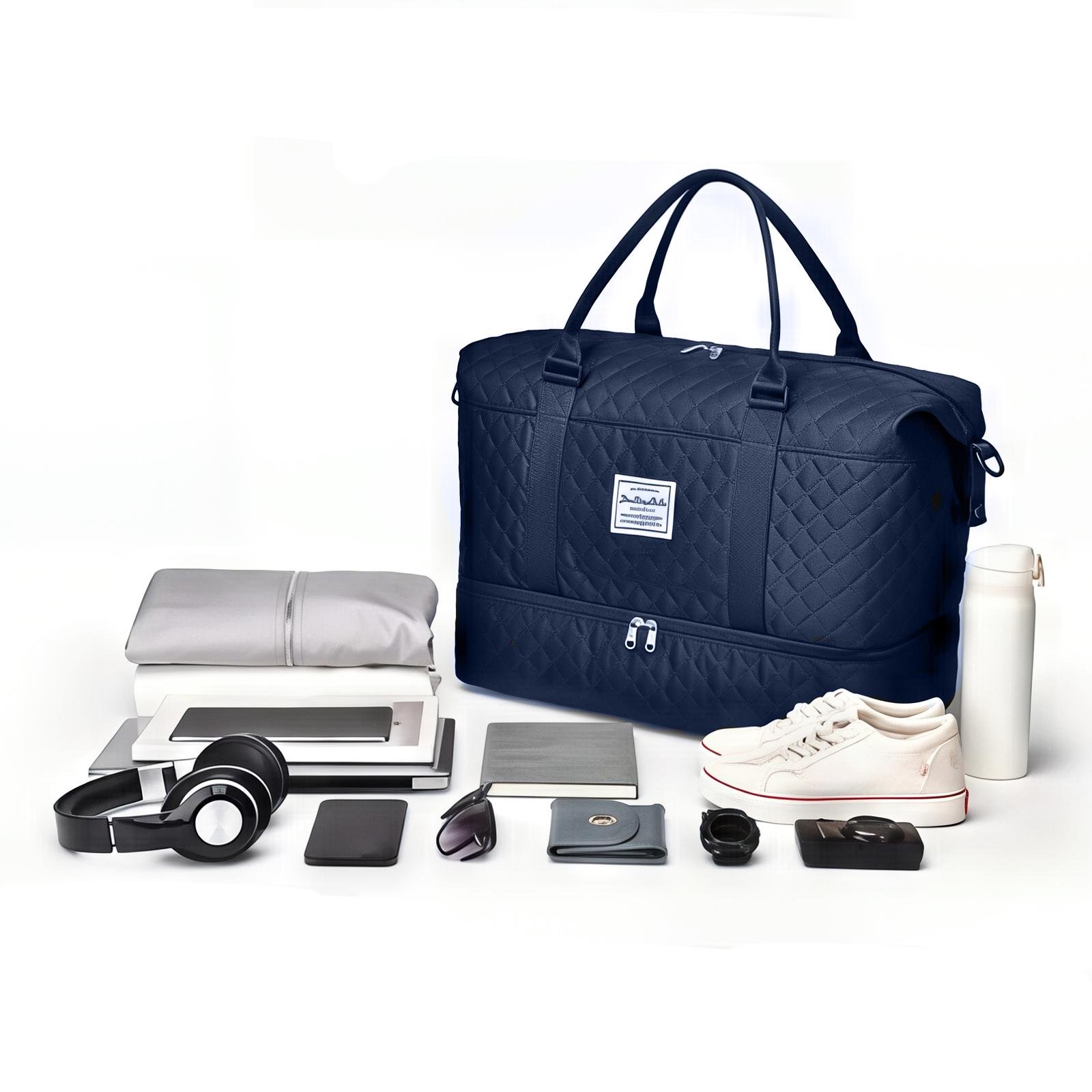 Дорожня сумка водонепроникна з відділенням для взуття та косметичкою 50х24х36 см Темно-синій (28341053) - фото 5 Дорожня сумка водонепроникна з відділенням для взуття та косметичкою 50х24х36 см Темно-синій (28341053) - фото 5