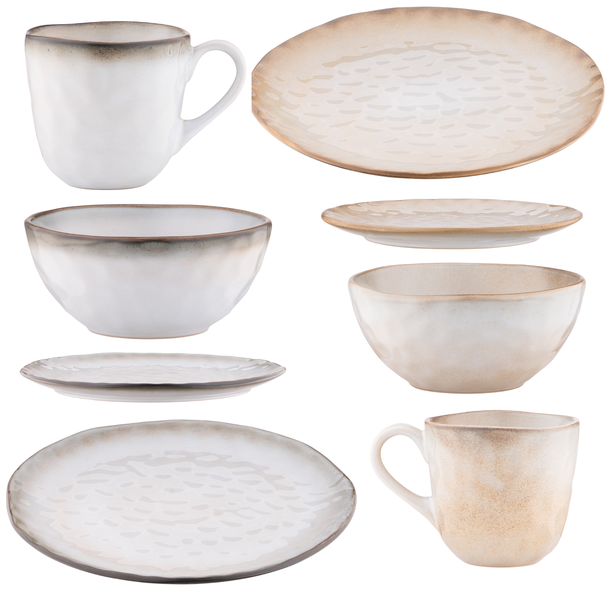 Набор посуды для двух персон Ardesto Umbria керамика 8 предметов Светло-серый/Бежевый