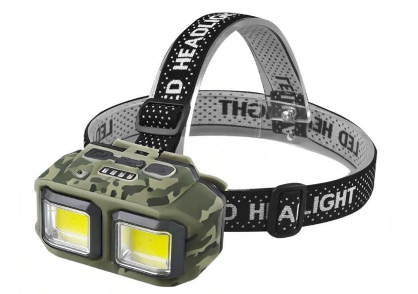 Фонарь налобный HX-M816S-2COB white+red Camouflage