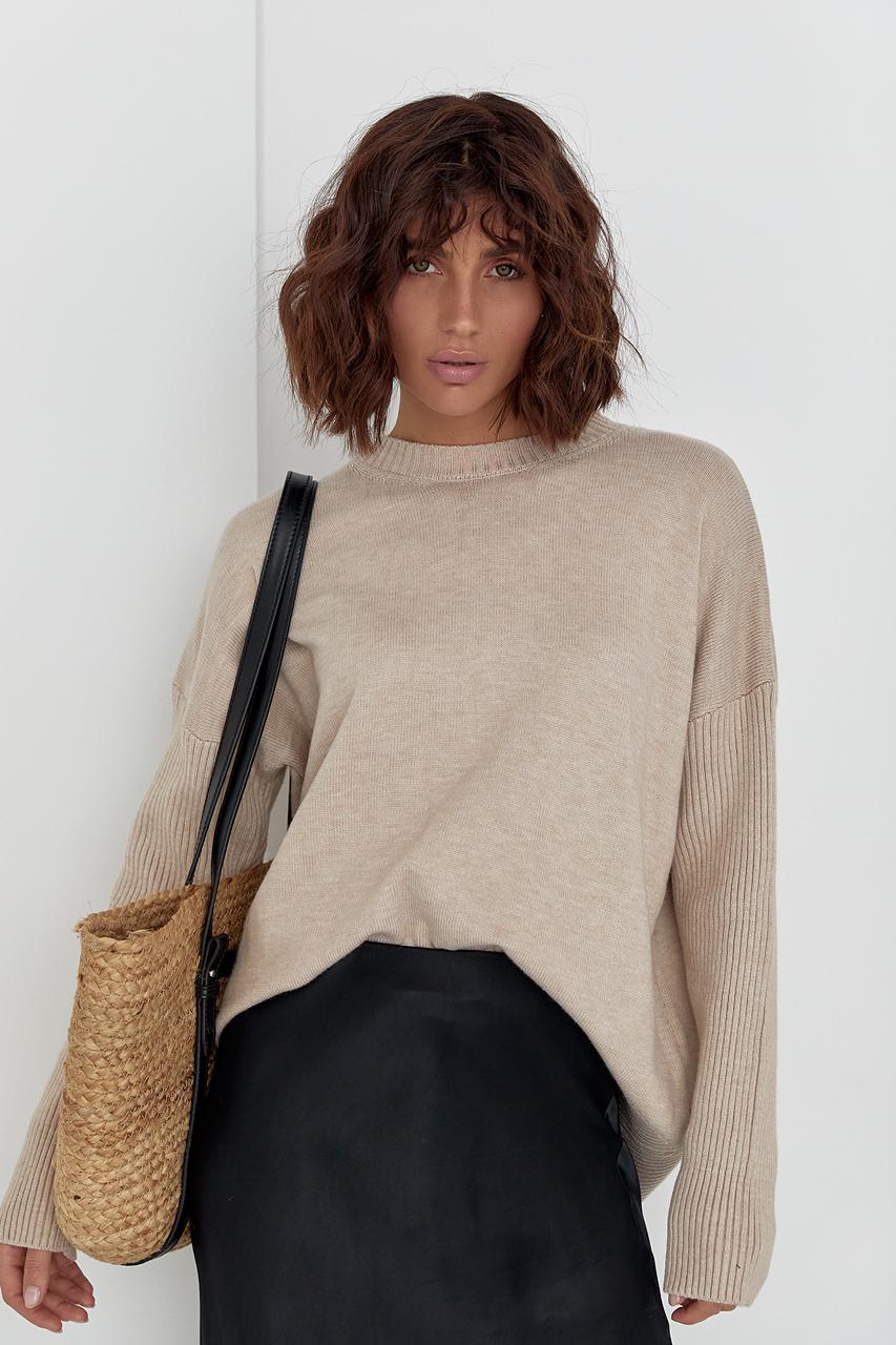 Джемпер вязаный oversize M Бежевый (11779411) Джемпер вязаный oversize M Бежевый (11779411)