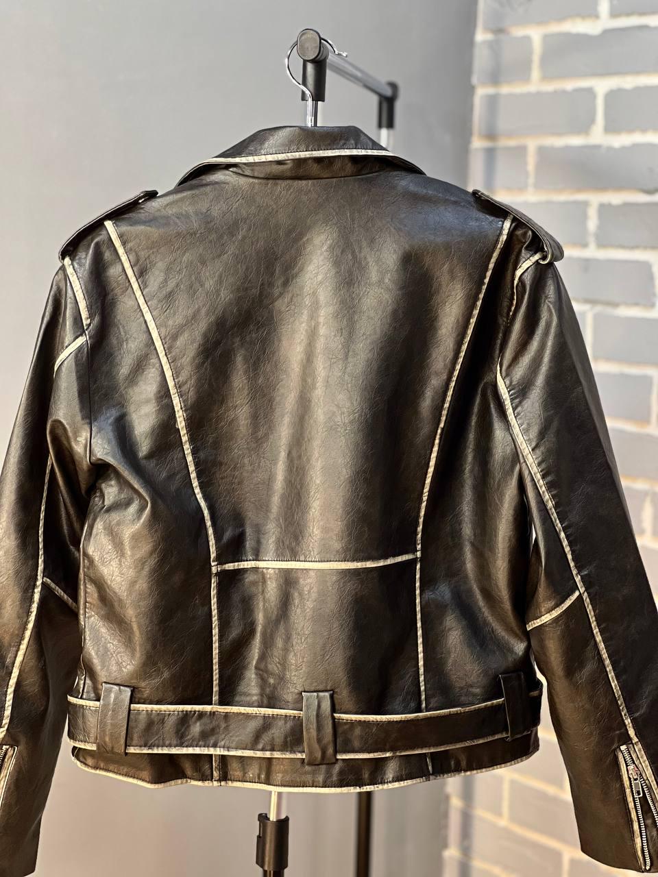 Куртка женская Aftf Basic 2456 косуха молнии пояс вареные швы экокожа L Черный (2492) - фото 2 Куртка женская Aftf Basic 2456 косуха молнии пояс вареные швы экокожа L Черный (2492) - фото 2