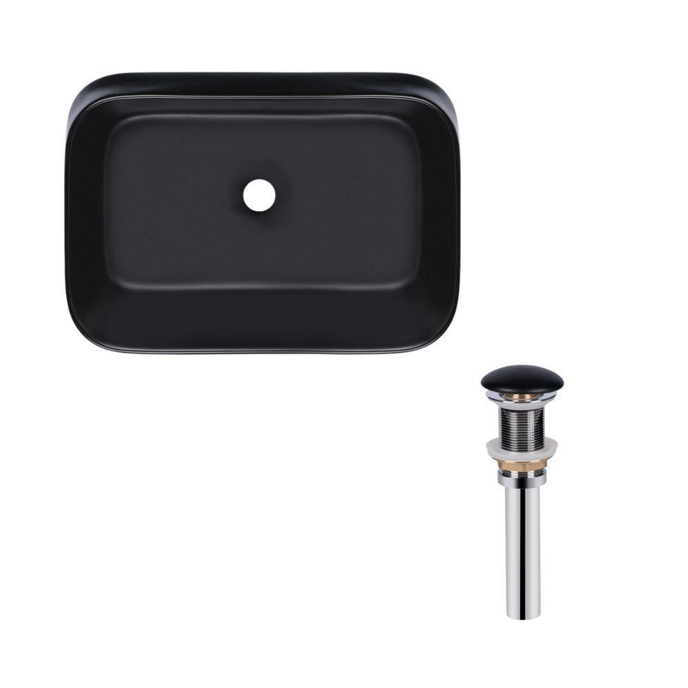 Раковина Qtap Scorpio накладная прямоугольная 550х390х120 мм Matt Black/донный клапан PU03