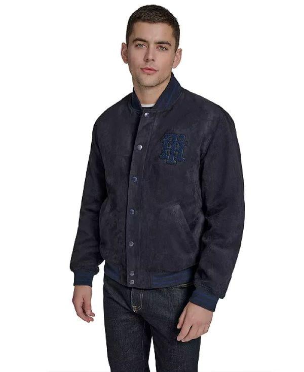 Куртка-бомбер мужская Tommy Hilfiger Varsity Premium эко-замша Water Resistant XL Темно-синий (Z8763453D2)