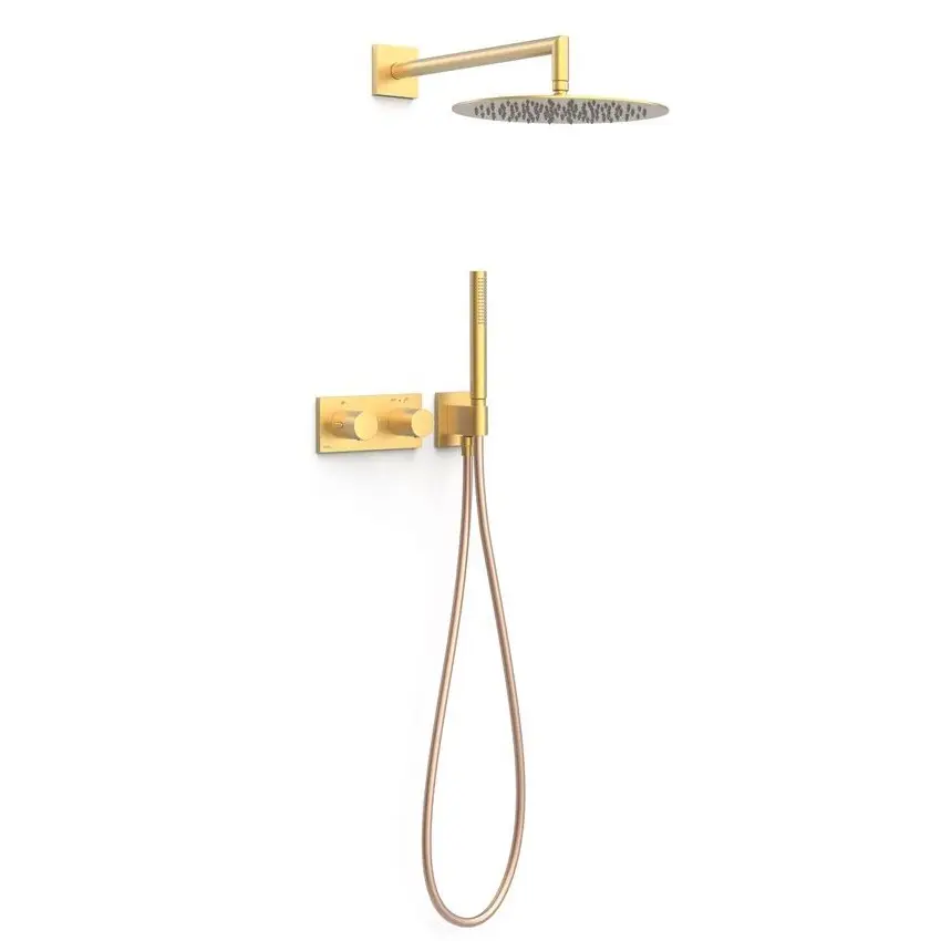 Душевая система скрытого монтажа Tres B-System с ручным душем/термостатом Золотой (30735204OM) Душевая система скрытого монтажа Tres B-System с ручным душем/термостатом Золотой (30735204OM)