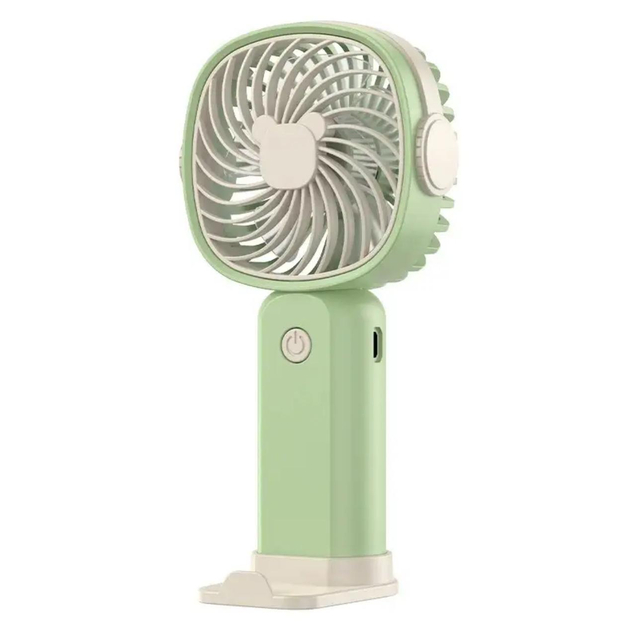 Вентилятор акумуляторний з підставкою для телефону Handheld Fan USB Зелений (2869) - фото 3