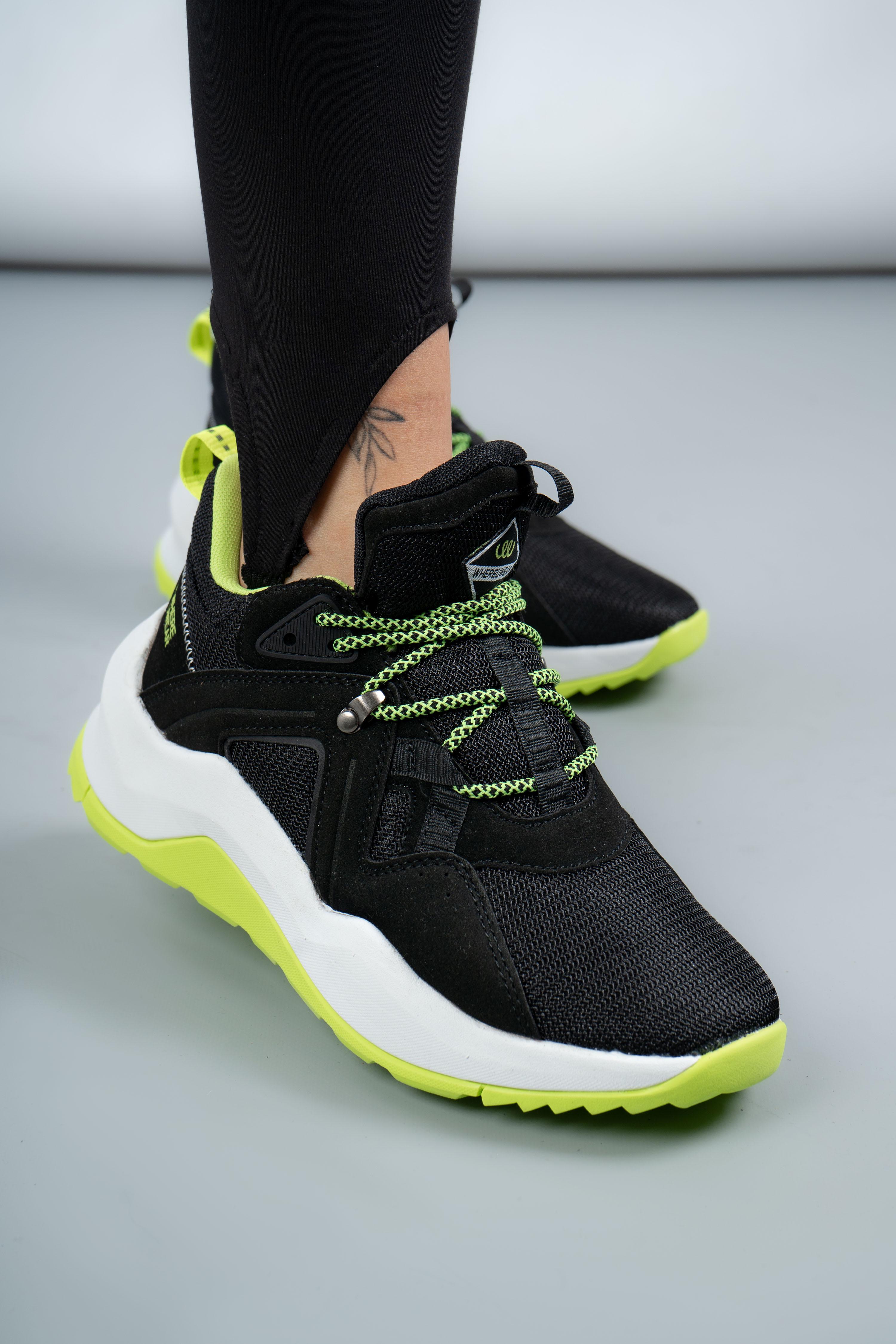 Кроссовки женские Where Uwear WUW5033-BLACK/GREEN р. 39 Черный (346667_39)