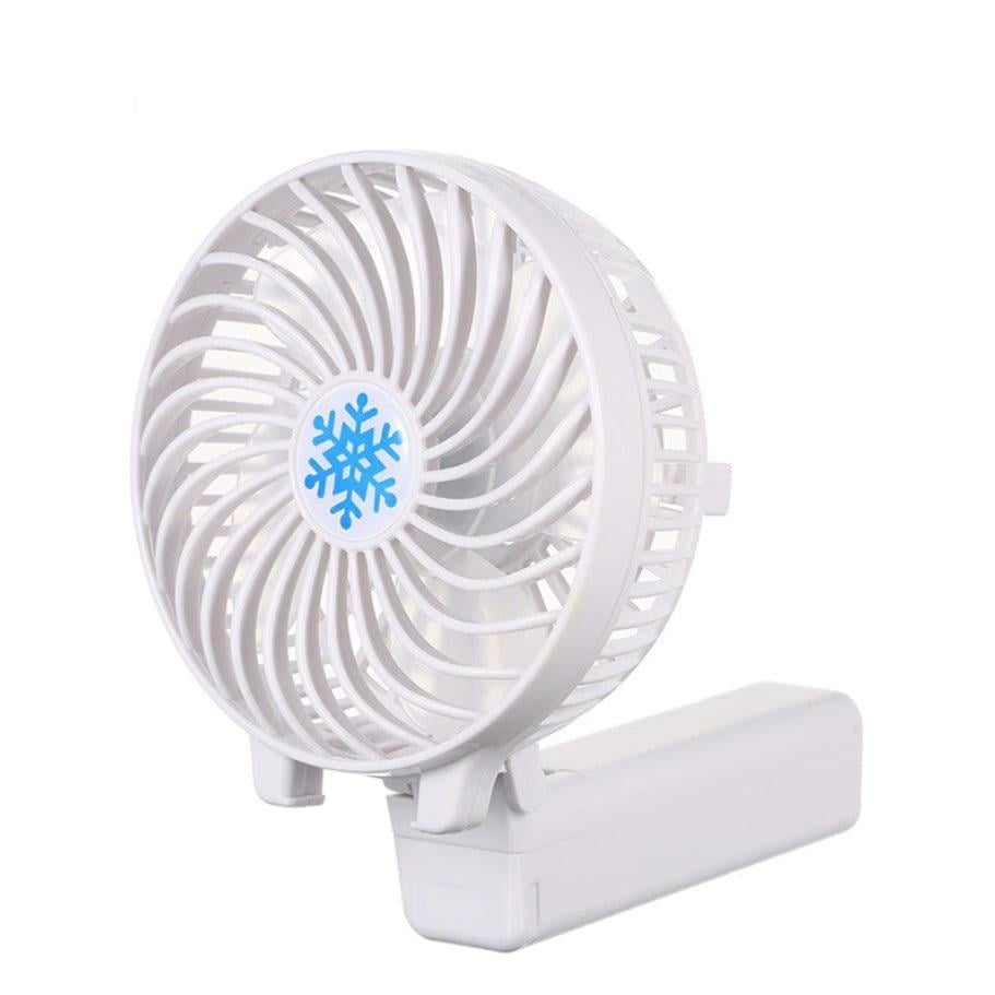 Вентилятор портативный Mini Fan с аккумулятором и ручкой что складывается Белый