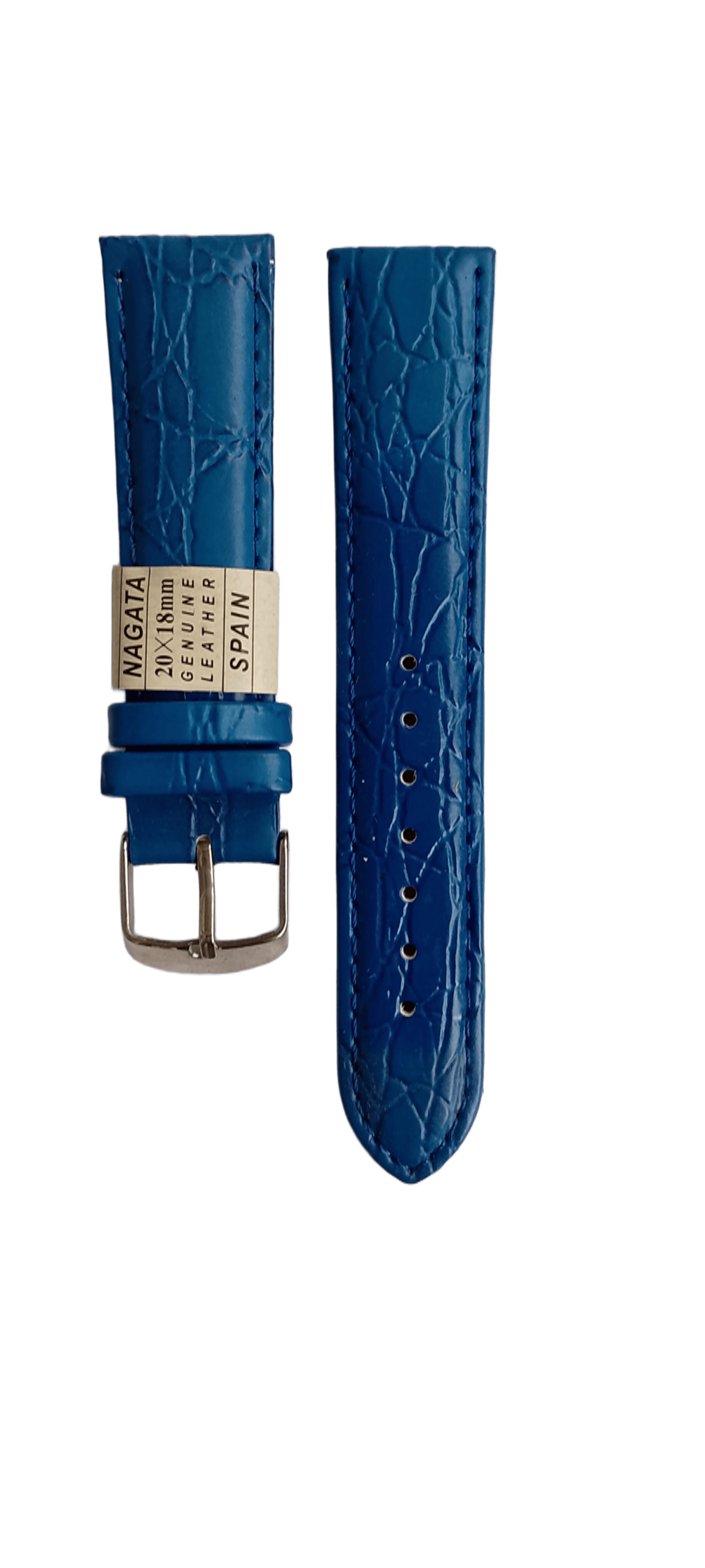 Ремешок кожаный для часов крокодил 20х175 мм Синий (2452D)