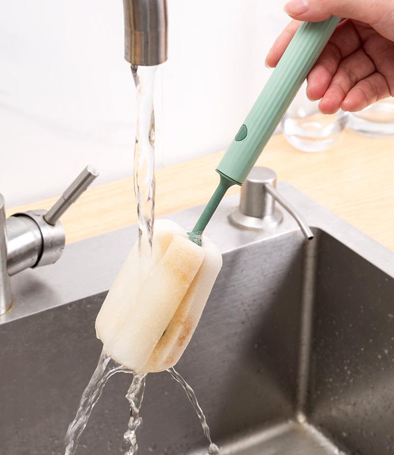 Мочалка для мытья бутылок и стаканов 14764 5х8х27 см Зеленый (4993059) - фото 2