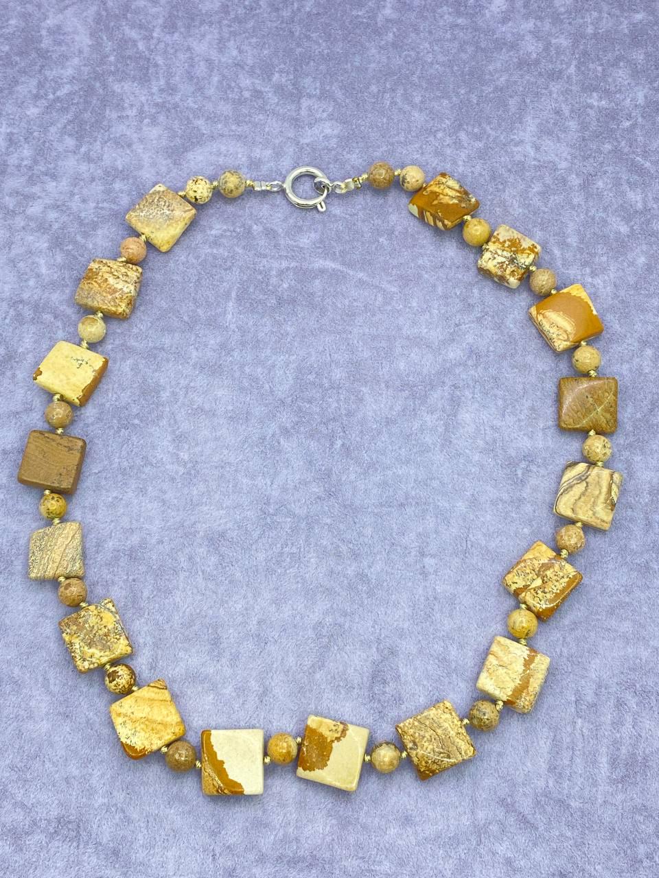 Бусы яшма 50 см Светло-коричневый (9923)