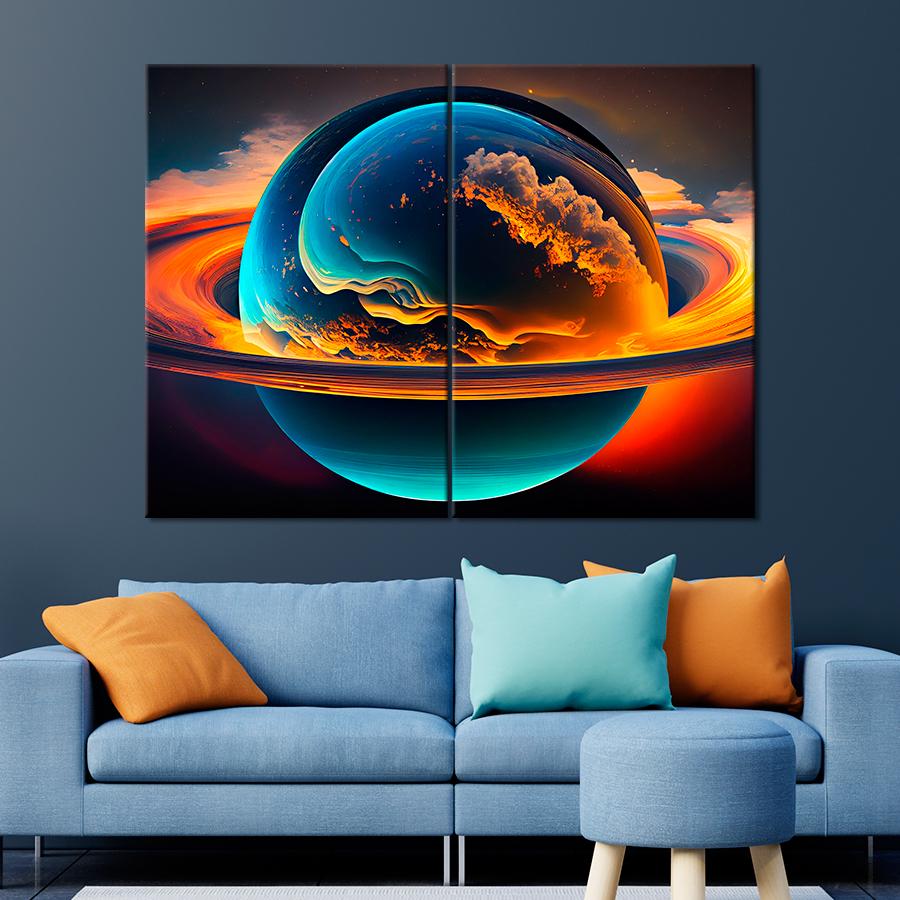 Картина космос Планета с огненным кольцом 71x51 см (A1303-2) Картина космос Планета с огненным кольцом 71x51 см (A1303-2)