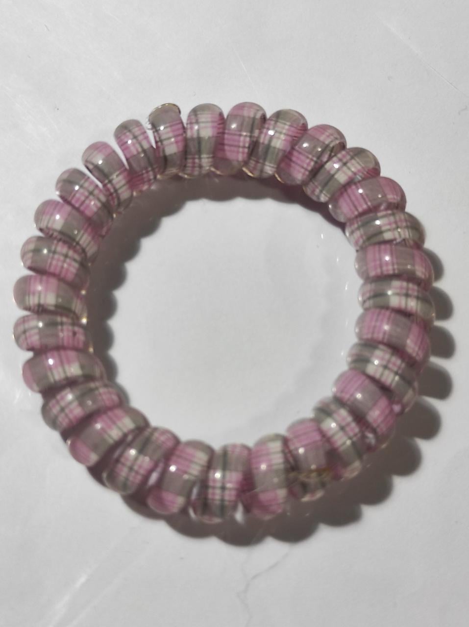 Резинка Спираль толстая с шотландским узором 5,5 см Розовый (52-4-1789-Р)