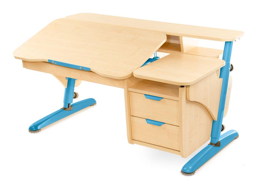 Парта детская Pondi Эргономик с тумбой Клен/Синий