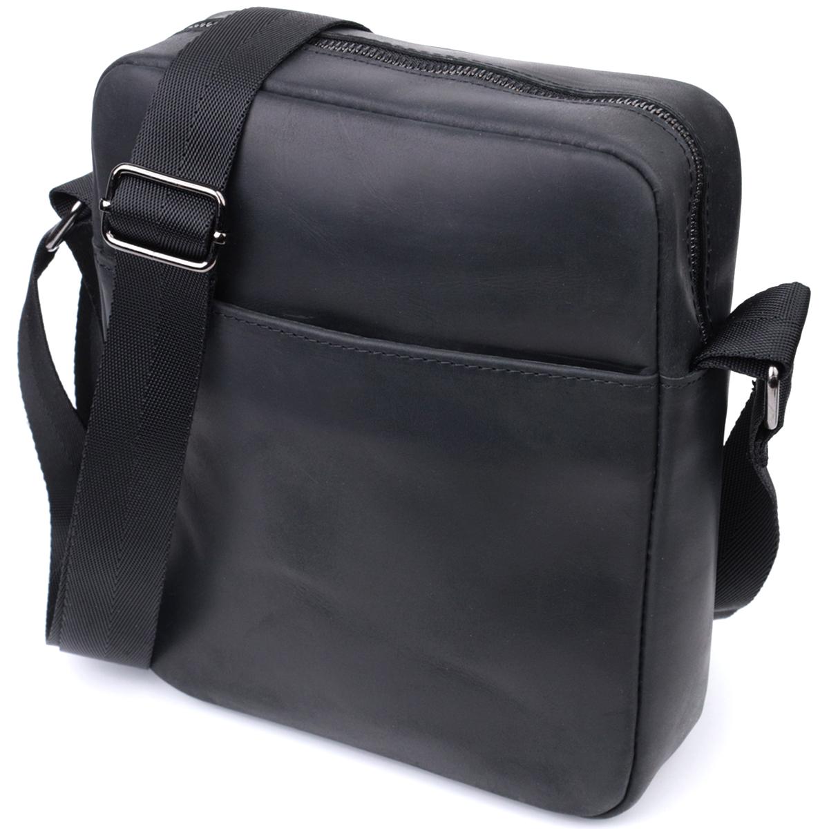 Мужская сумка через плечо Shvigel Bag 22848 из матовой кожи Черный