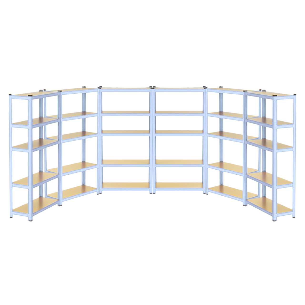 Стеллаж металлический 6 секции 30 полок МДФ до 175 кг на полку 180х540х40 см Оцинкованный (2326024007)