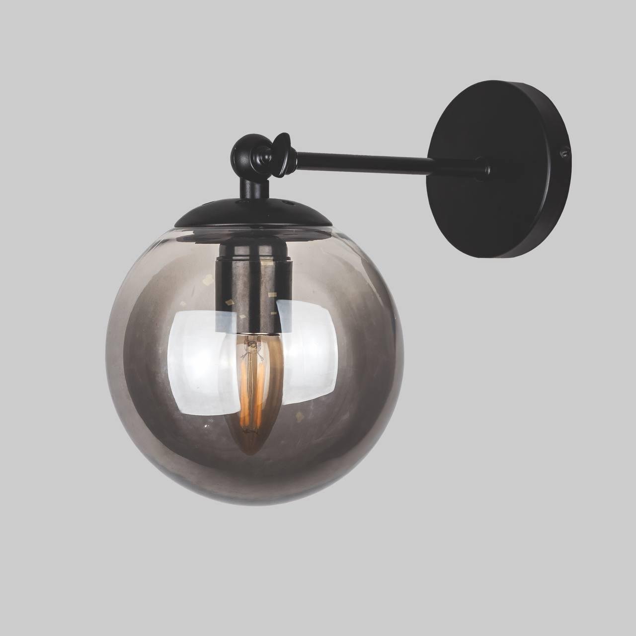 Бра стеклянное модерн Шар 15 см Чeрный (56-WPR150F-1 BK+BK)