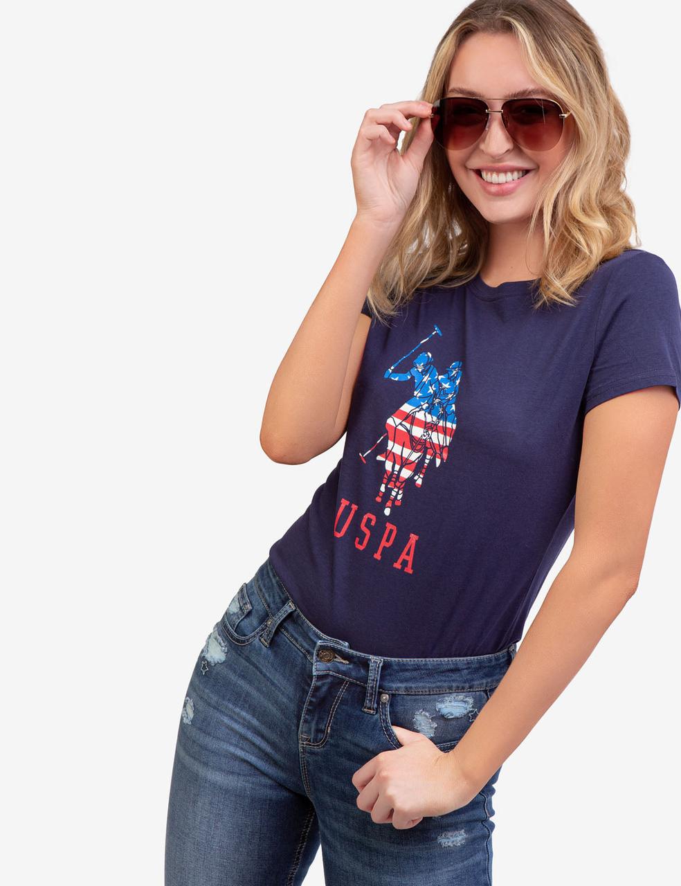 Футболка жіноча U.S. Polo ASSN USPA LOGO FLAG S синя (2235334835)