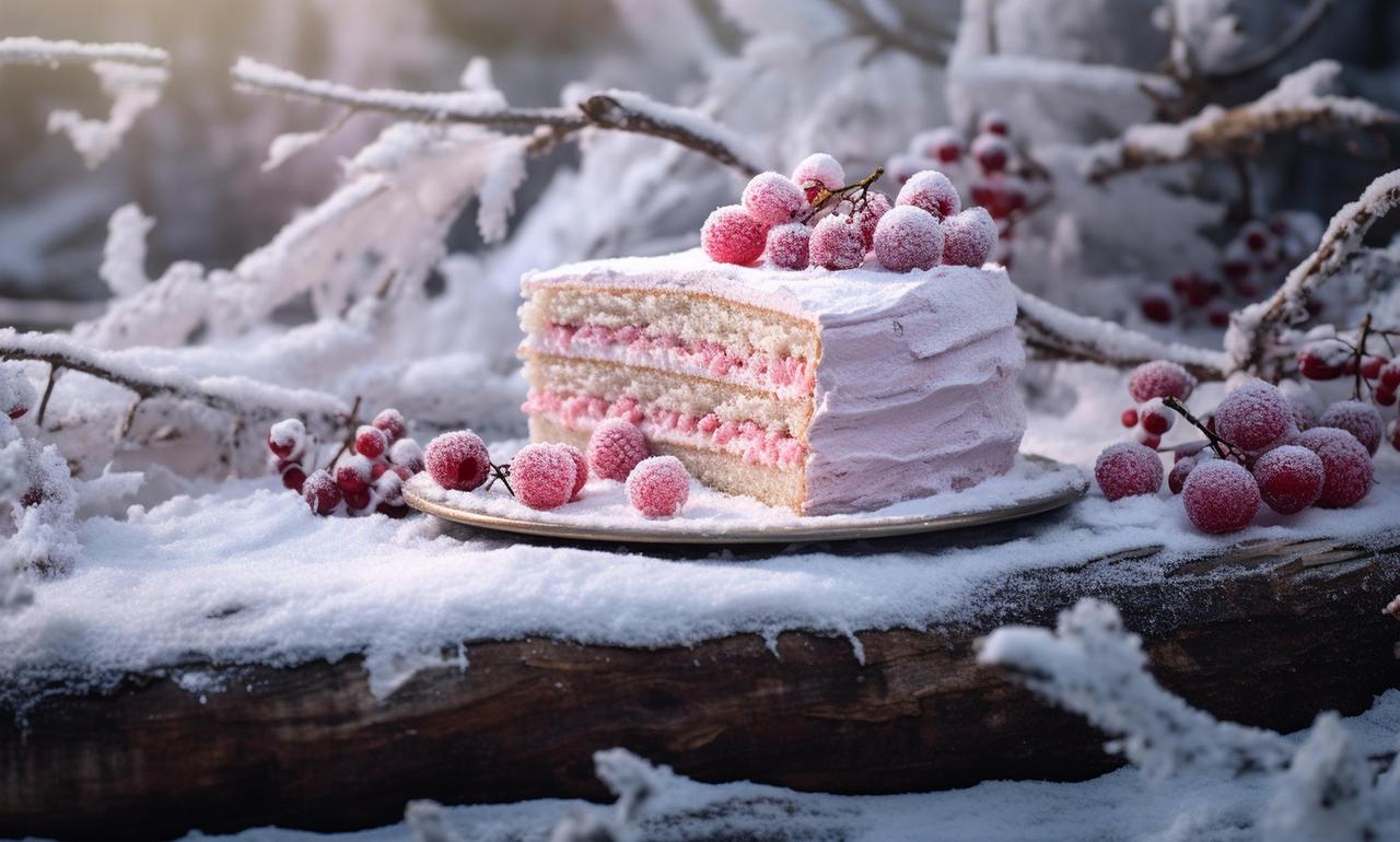 Картина на холсте Торт на снегу 50х70 см (E159m)