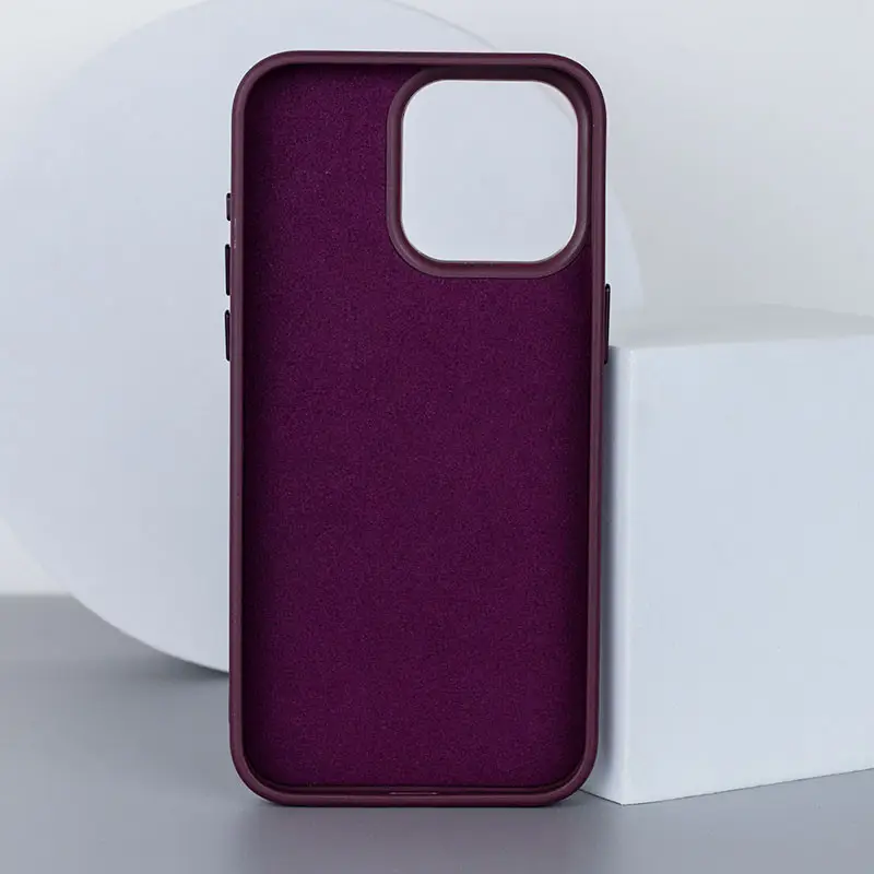 Кожаный чехол Bonbon Leather Metal Style with MagSafe для Apple iPhone 15 Pro Max (6.7") Бордовий | Plum - фото 3