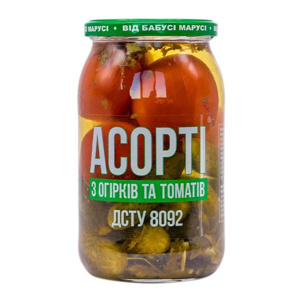 Овощная консерва Бабусі Марусі "Асорті з огірків та томатів" 870 г (33347769)