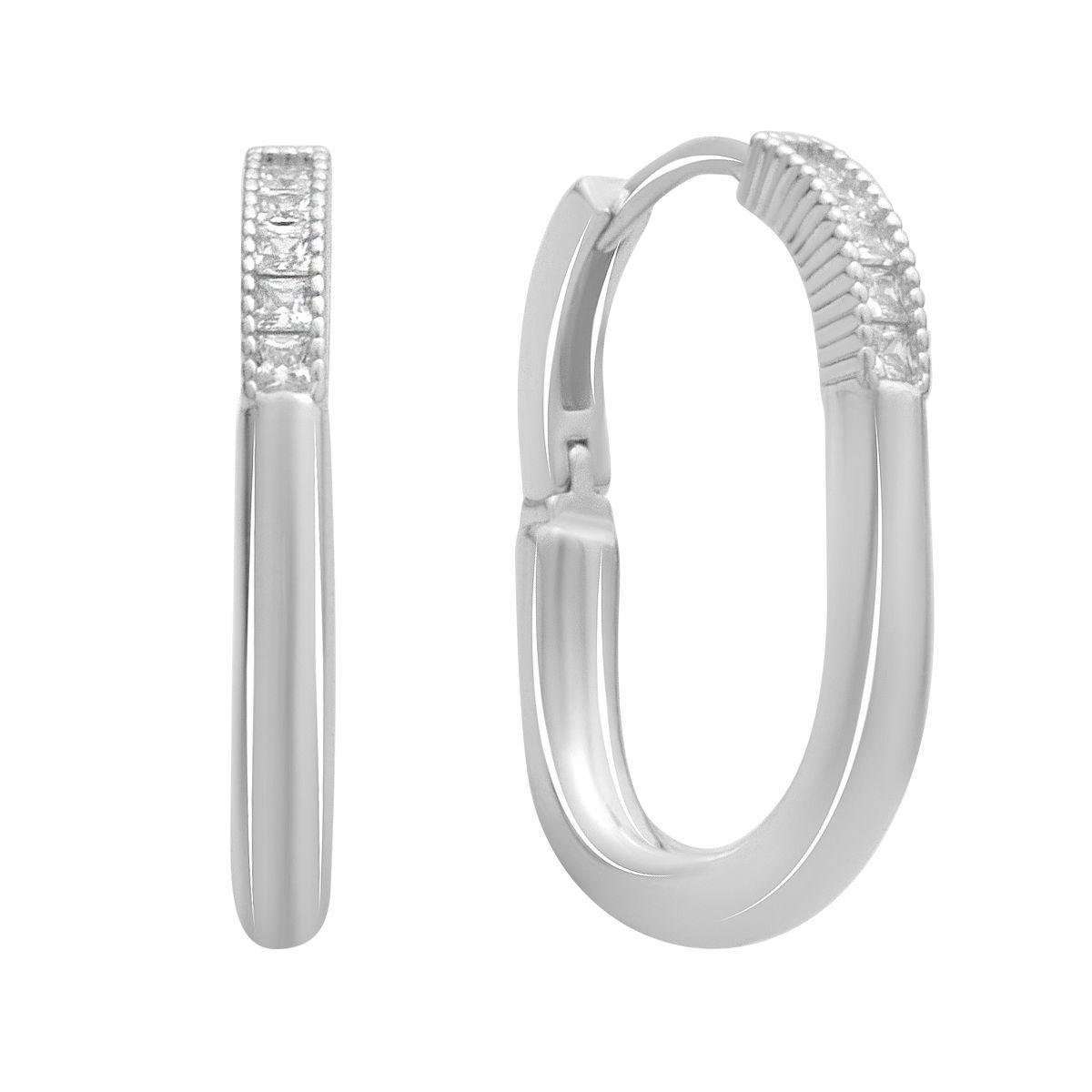 Серебряные серьги-кольца с фианитами