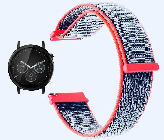 Нейлоновый ремешок для часов Motorola Moto 360 2nd gen 42 мм Neon Red (749491305)