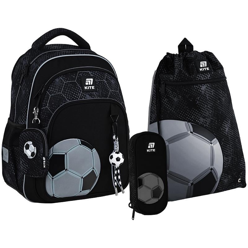 Набор школьный рюкзак с пеналом и сумкой для обуви KITE SET_K25-763M-2 Football (000995195)