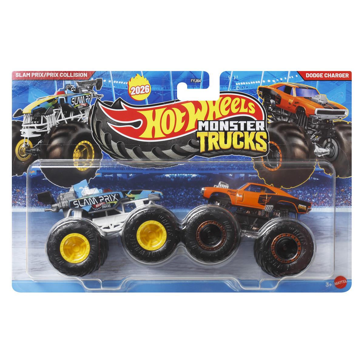 Подарунковий набір 2 монстр-траки Hot Wheels Monster Trucks Slam Prix Vs Dodge Charger