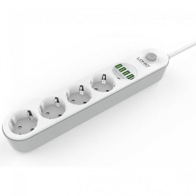 Удлинитель сетевой LDNIO SE4432 4 розетки/4 USB 2 м White - фото 1