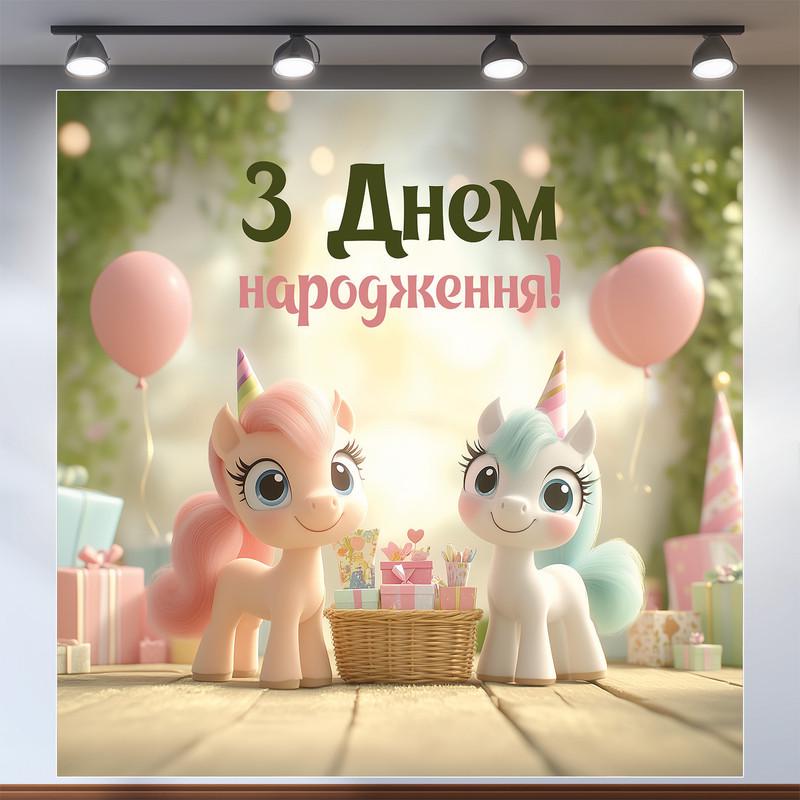 Банер для фотозони Літл поні 120x120 см №44106