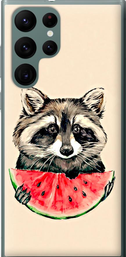 Чехол на Samsung Galaxy S22 Ultra Енотик с арбузом (4605u-2500-42517)