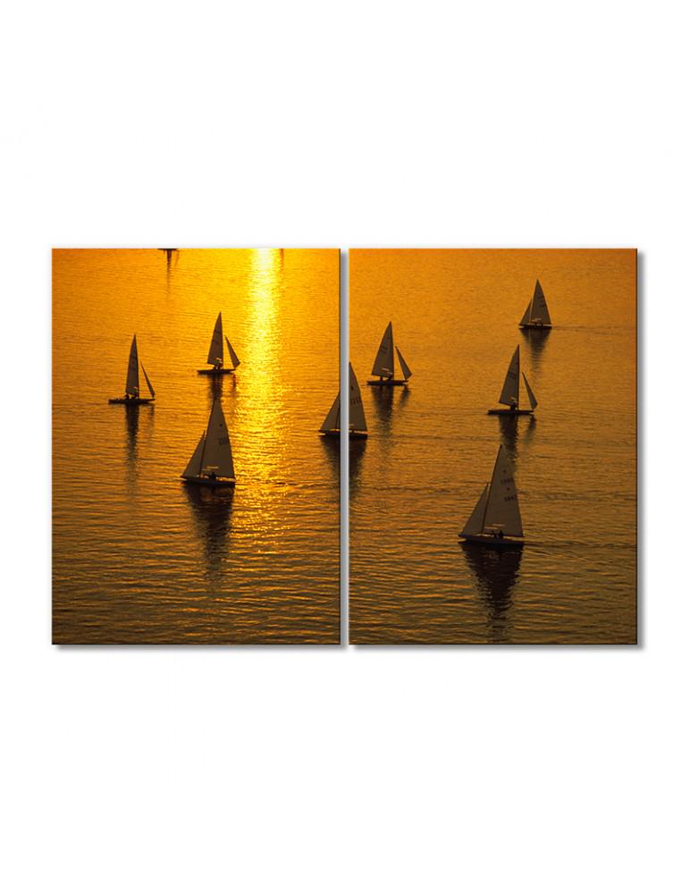 Картина модульная Парусные яхты на закате 2 модуля 80x120 см