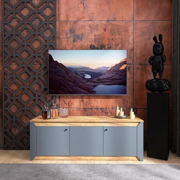 Тумба для телевизора Эверест Нордик 150 150х38х53 см Дуб крафт золотой/Графитовый (14754270)