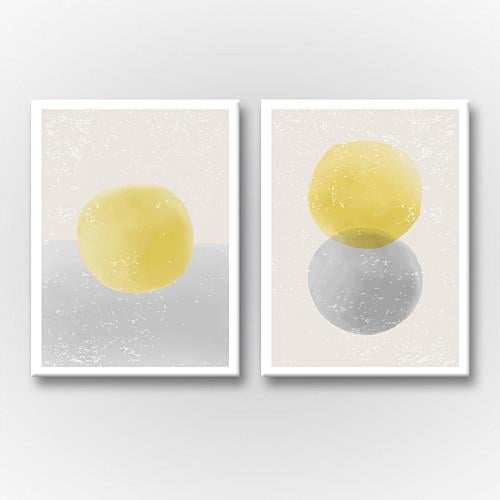 Модульная картина Абстракция Grey and Yellow 93x60 см (MK21278)