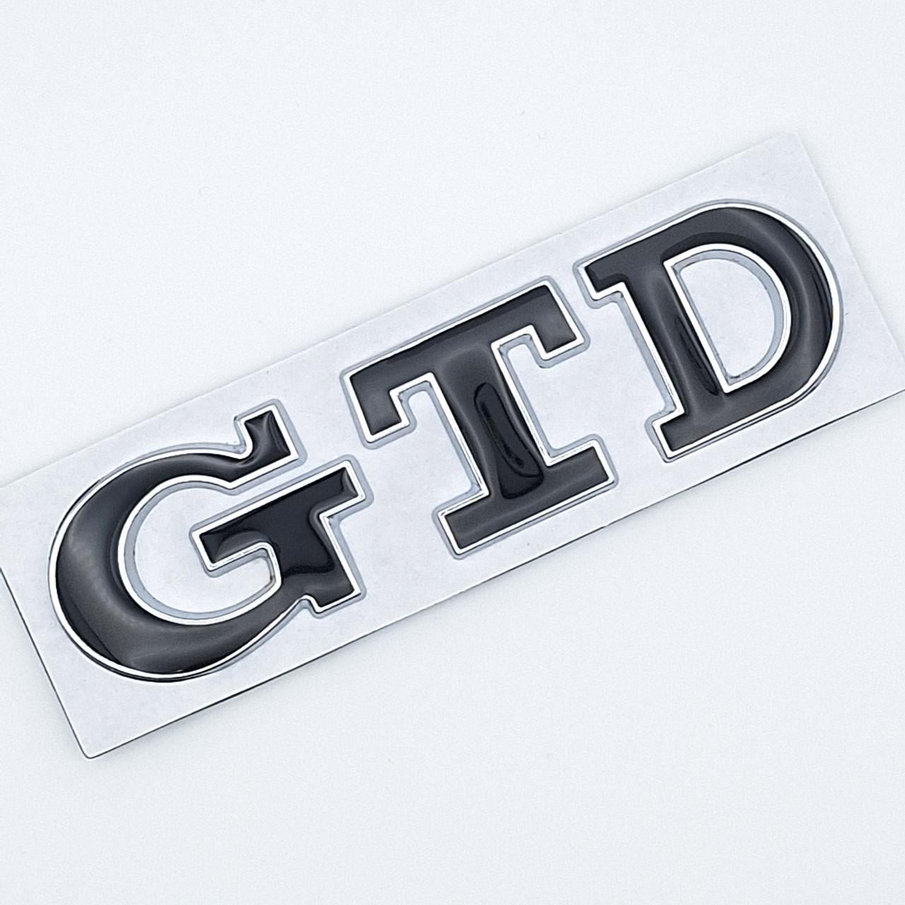 Эмблема надпись GTD Volkswagen металл 9х2,3 см Хром/Черный глянцевый (1704234978)