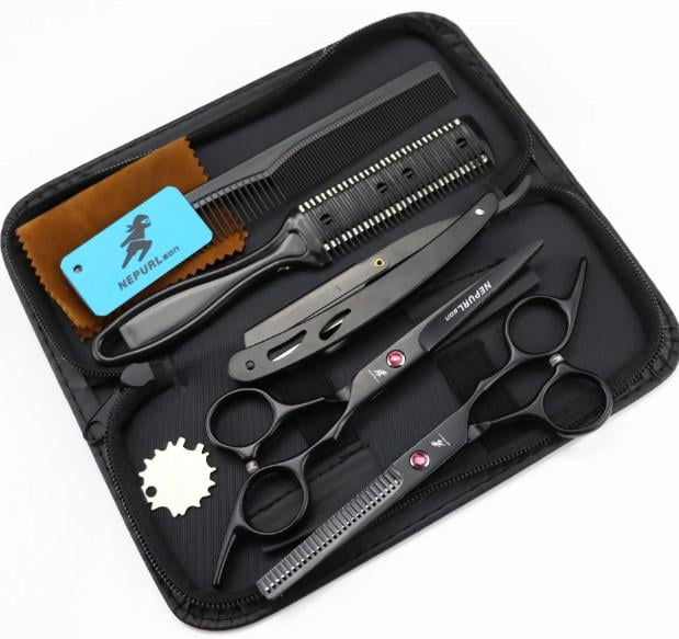 Набор ножниц и инструментов Barbershop 7 пр. Black (10381030)